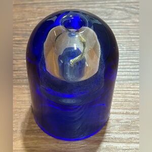 Vintage 4” Glass‎ Art Cobalt Blue Bulb Oil Candle Wick Heavy Thick Glass RARE!